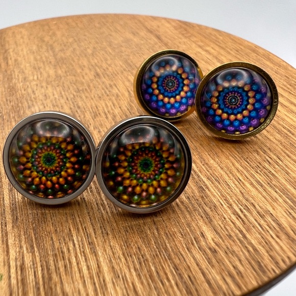 Classic Silver Round Stud Earrings - Trendy Stylish Stud Earrings Set of Two - Picture 12 of 15